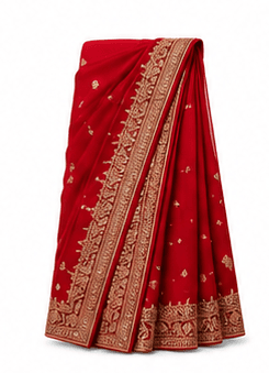 Sarees specialist care — Women's embroidered saree after gentle dry cleaning and press